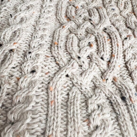 Aran Mor Oatmeal Beige Asymmetrical Wrap Merino Wool Cardigan M - Picture 5 of 9